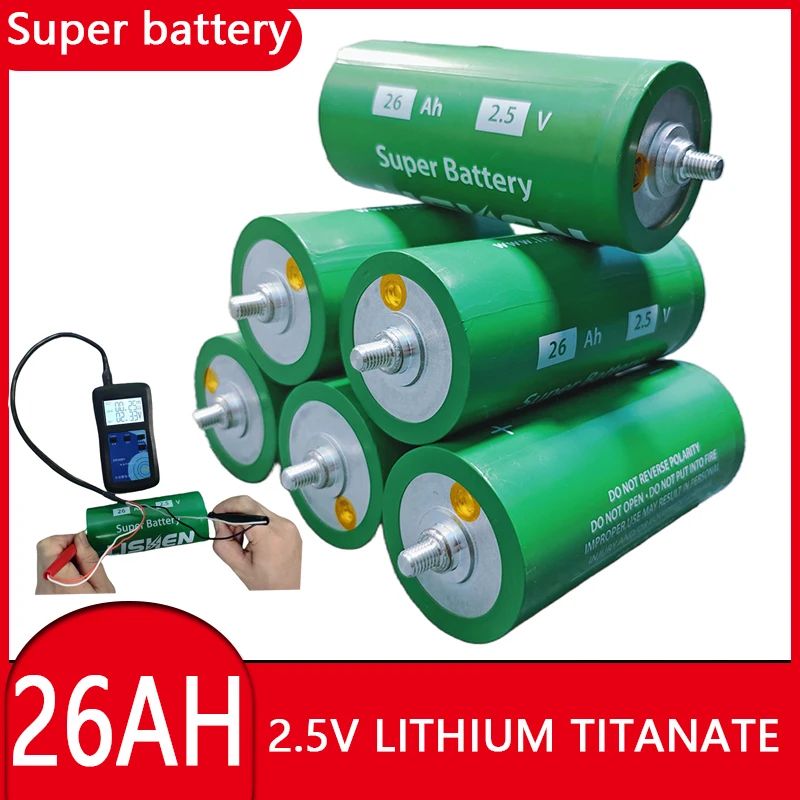 

2.5V 26Ah Lithium Titanate LTO Rechargeable Battery 26000mAh 30000 Cycle Long Life DIY 12V24V E-boat RV inverter Solar Car Motor