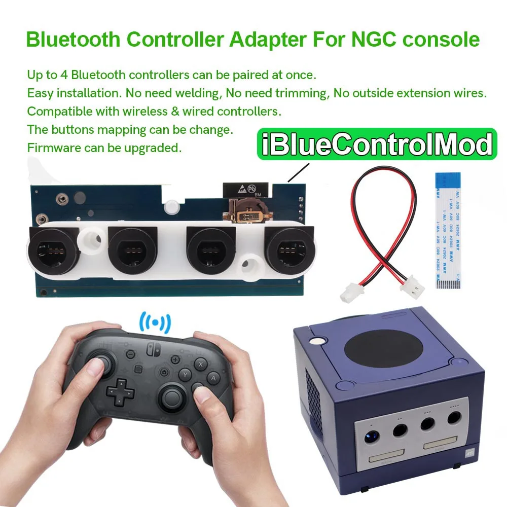 

NGC iBlueControlMod Wireless Game Controllers Internal Adapter For GameCube Console Support For PS3/PS4 PS5