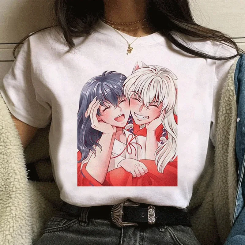 Japanese Anime Cartoon Funny Inuyasha Harajuku Vintage Ropa De Mujer 2021 Kawaii Graphic Shirt Women Clothing Streetwear