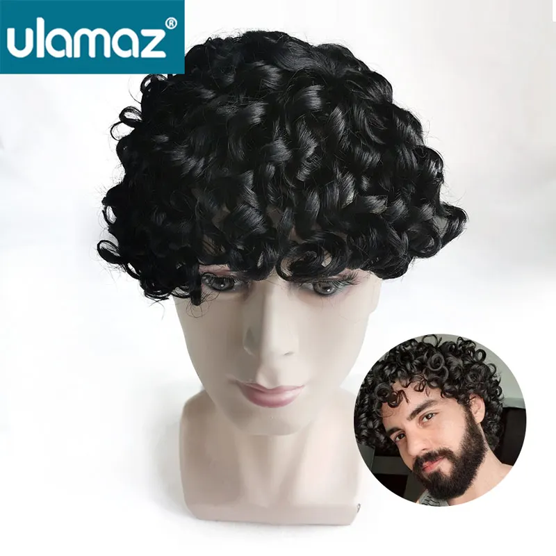 Bouncy Curly Man Wig Full Lace Toupee Hair Men European Human Hair Wig For Men French Lace Afro Curly Male Hair Prosthesis