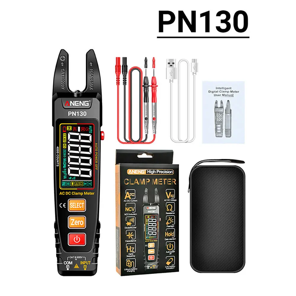 

Ohm Amp Clamp Meter 4000 Counts ANENG PN130 Digital Multimeter Tester AC DC Volt