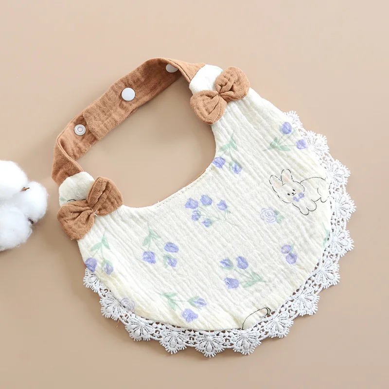 Baberos para bebé recién nacido, bonitos lazos, tela de muselina de encaje para eructar, toalla de Saliva de algodón para niñas, babero infantil, artículos para bebés, accesorios