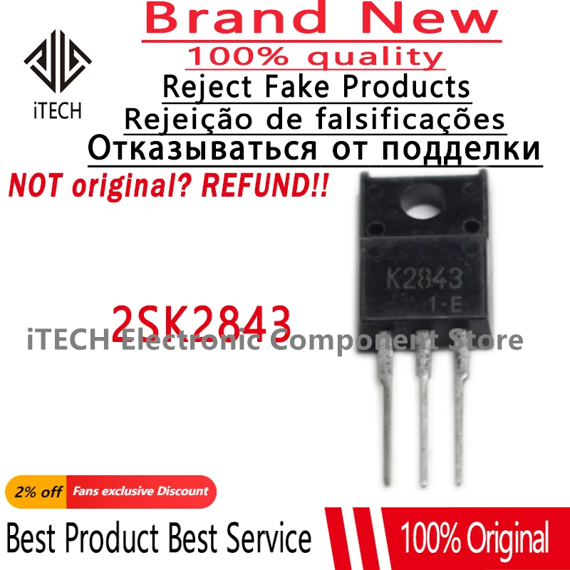 

10 шт./лот оригинальный 2SK2843 K2843 TO-220F MOSFET 10A 600V 100% новый и оригинальный