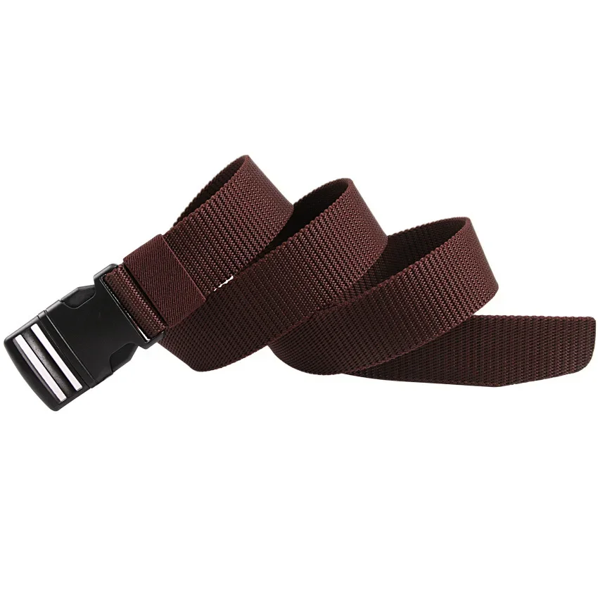 Outdoor Multi Functional Canvas Plastic Buckle Waistband Tactical Nylon Belt for Man High Quality Trouser Men Belts Brown