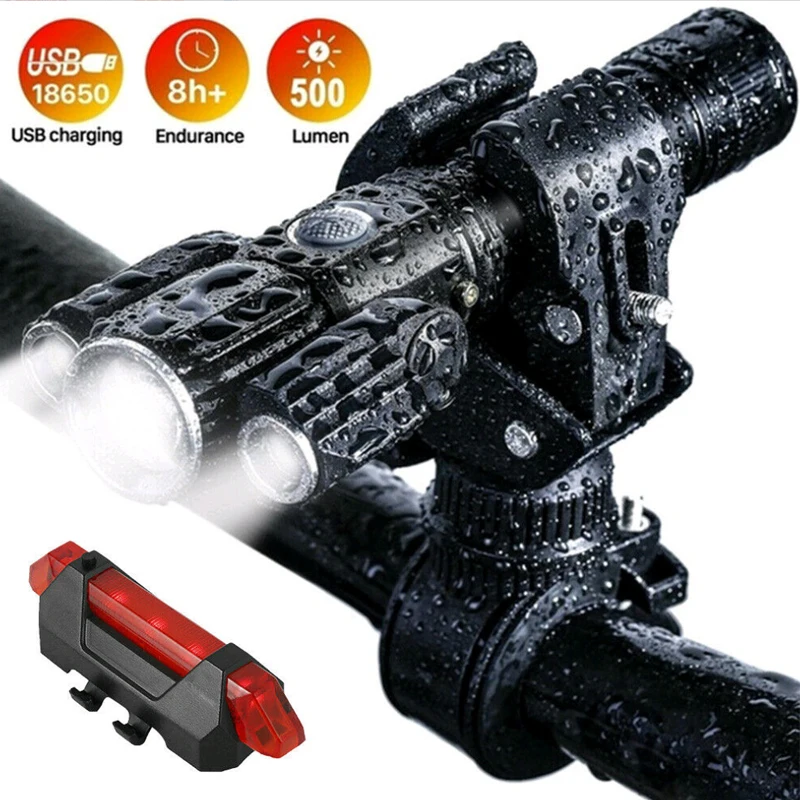 Portable Bicycle Flashlight 6000Lm 18650 USB Bike Front Lights IPX5 Waterproof With Bracket Cycling Light 4 Mode Bike Headlight