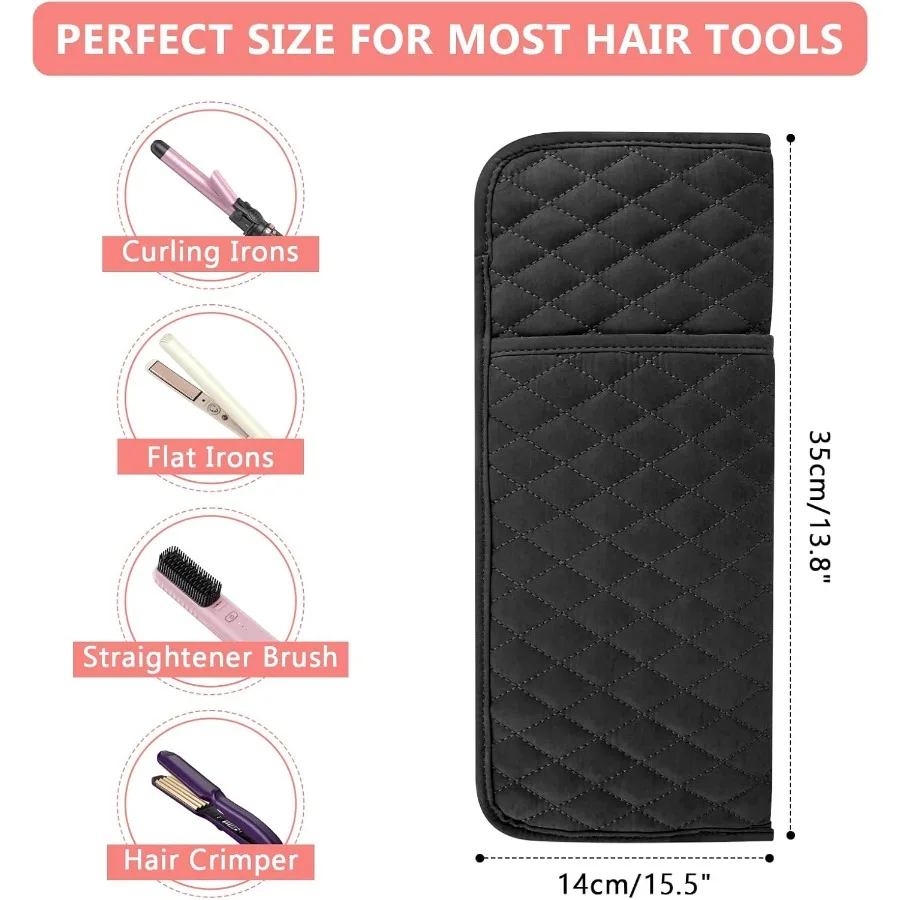 حقيبة تنظيم أدوات الشعر المقاومة للحرارة، حقيبة تخزين محمولة للسفر لمكواة فرد الشعر ومكاوي الشباك والمكاوي المسطحة