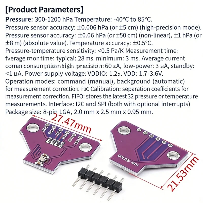CJMCU06 SPL06001 High Precision Barometric Pressure Altitude Sensor Module for Drone 5cm Accuracy I2C SPI Low Power 3001200hPa