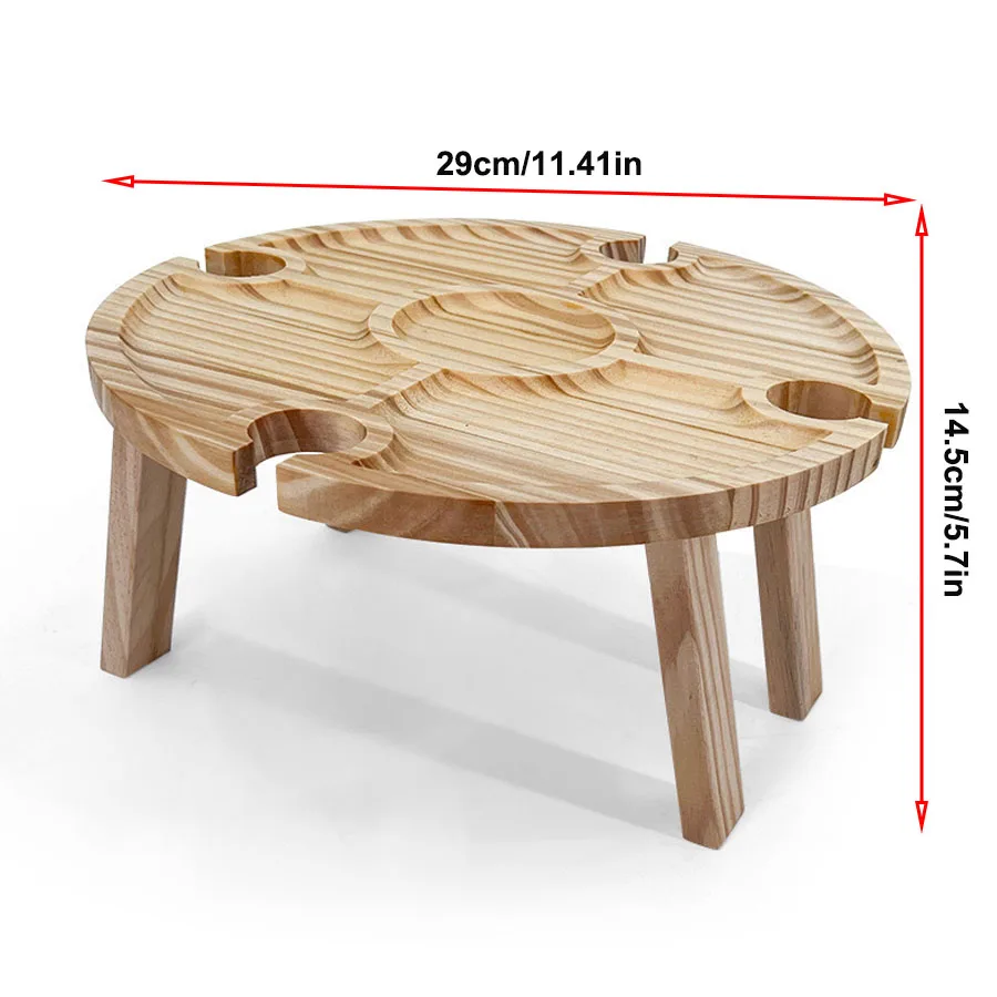 Wooden Folding Picnic Table Outdoor Portable Wine Picnic Table  2 In 1 Wine Cup Rack Fruit Snack Tray For Beach Garde Camping