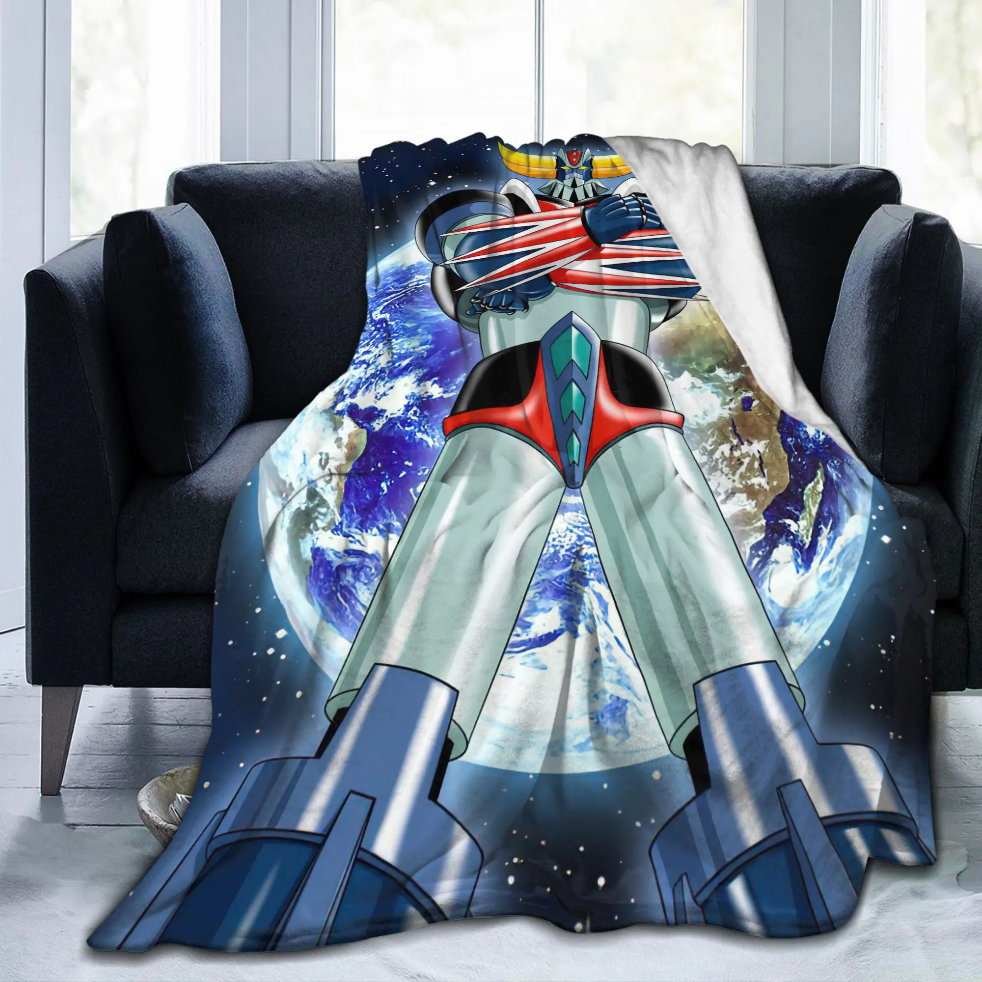 

UFO Robot Grendizer Goldorak Blanket Actarus Mazinger Z Anime Fuzzy Awesome Breathable Throw Blankets for Home Textile Decor