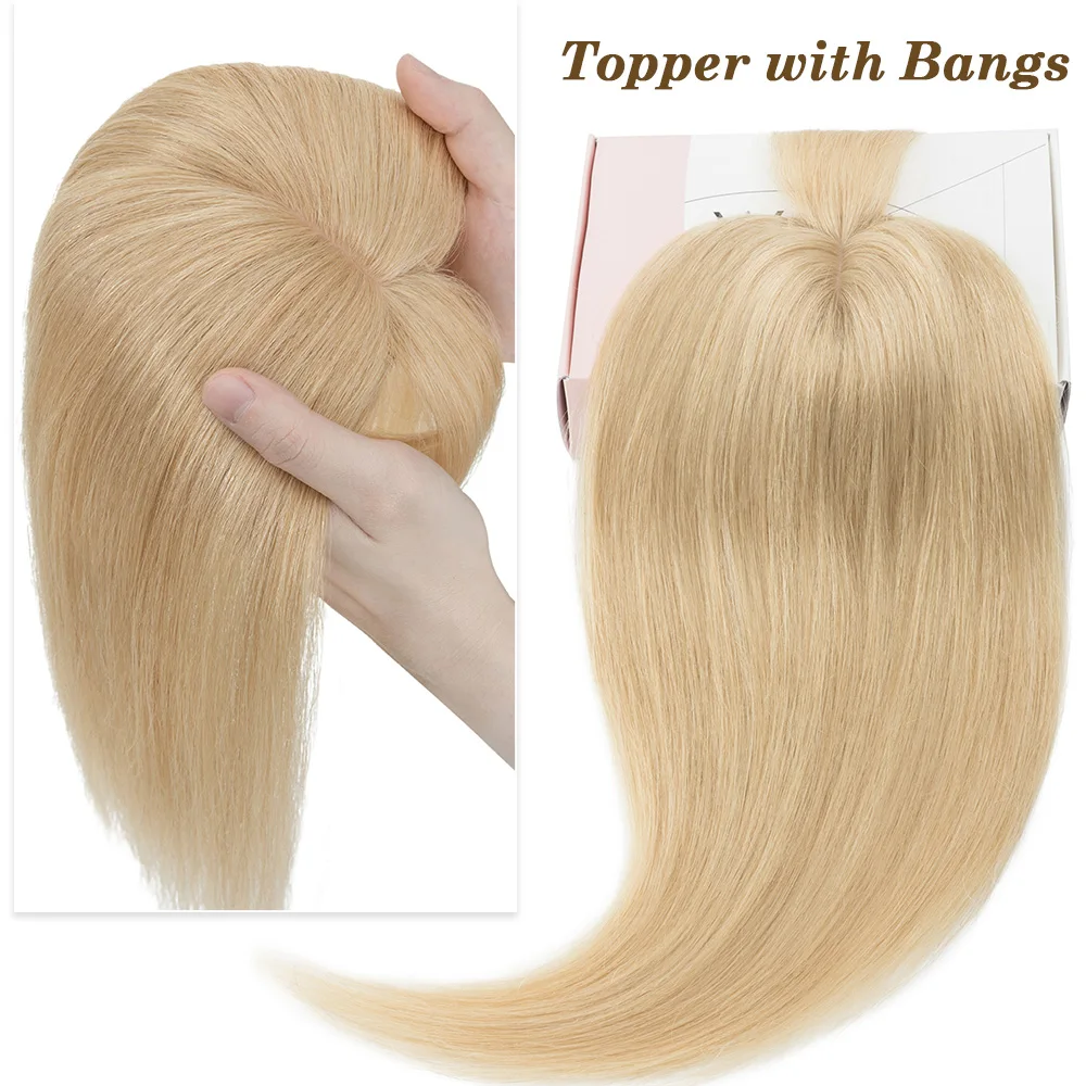 Rich Choices 10x12cm Human Hair Toppers With Bangs For Women Wig Silk Base Hair Pieces Clip In Hair Extensions Natural Hairpiece