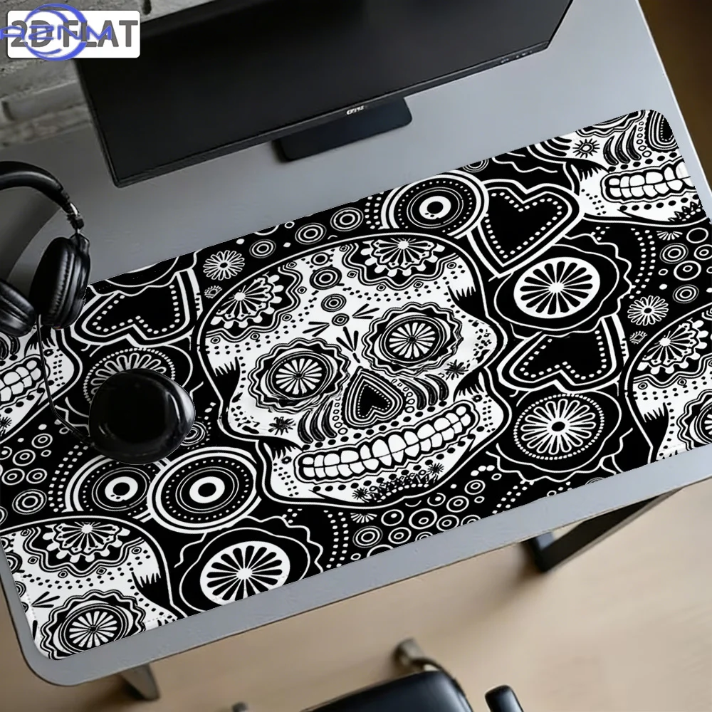 1pc Day of the Dead Sugar Skull Mouse Pad - Calavera with Stitched Edges, Non-Slip Thickened Desk Suitable for Gaming & Office,