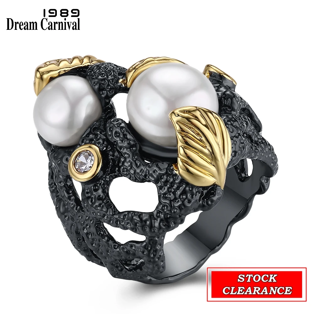 DreamCarnival1989 Gothic Women Rings Stock Inventory Clearance Great Bargain Price Limited Quantity Black Gold Color Gift