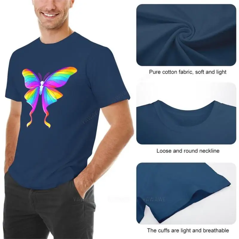 Good Days Will Always Come Again Rainbow Moth T-Shirt summer t-shirt cute tops tops Men's cotton t-shirt