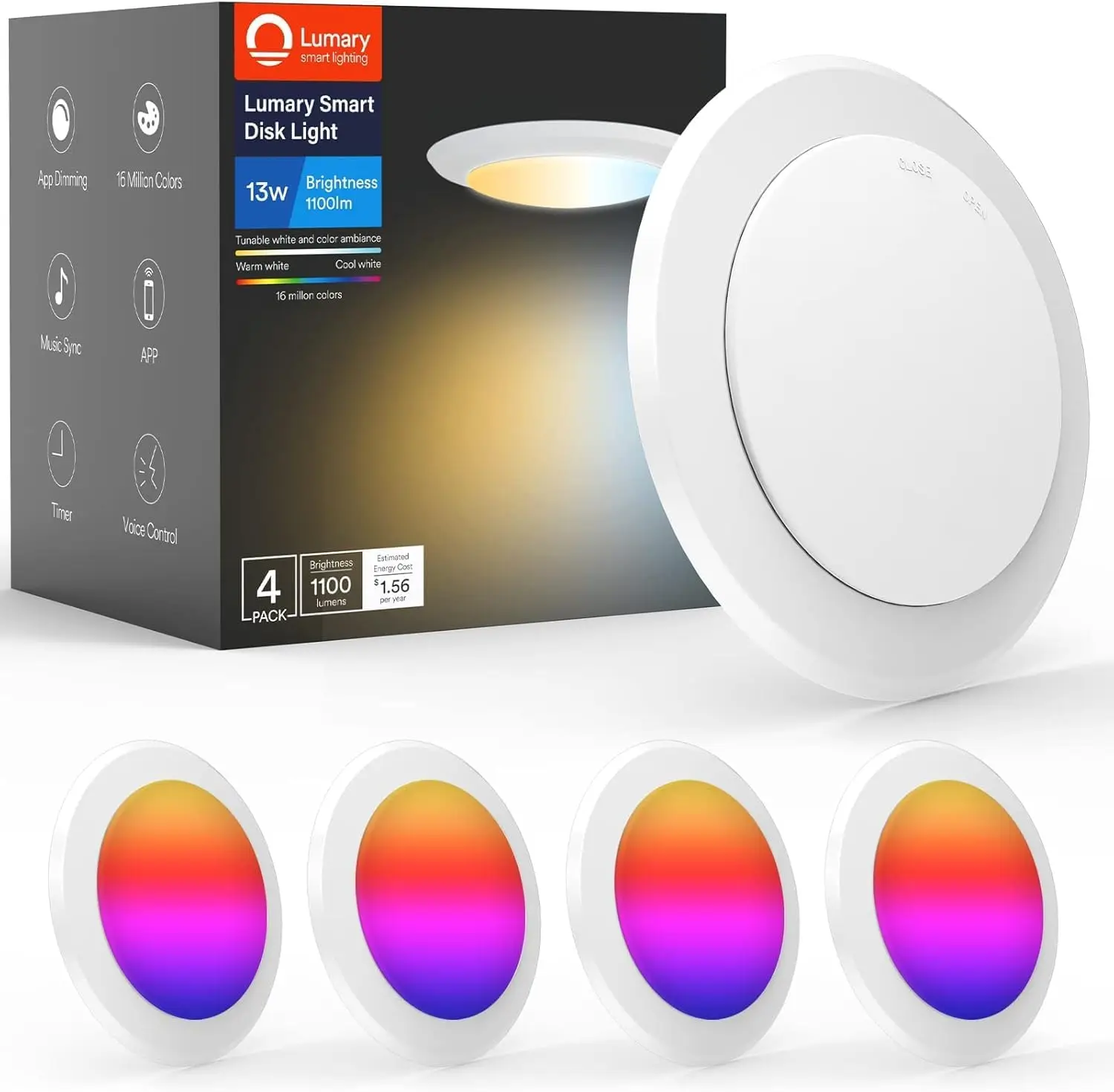 Wifi Ceiling Disk Light 6 Inch Smart Led Flush Mount 13w