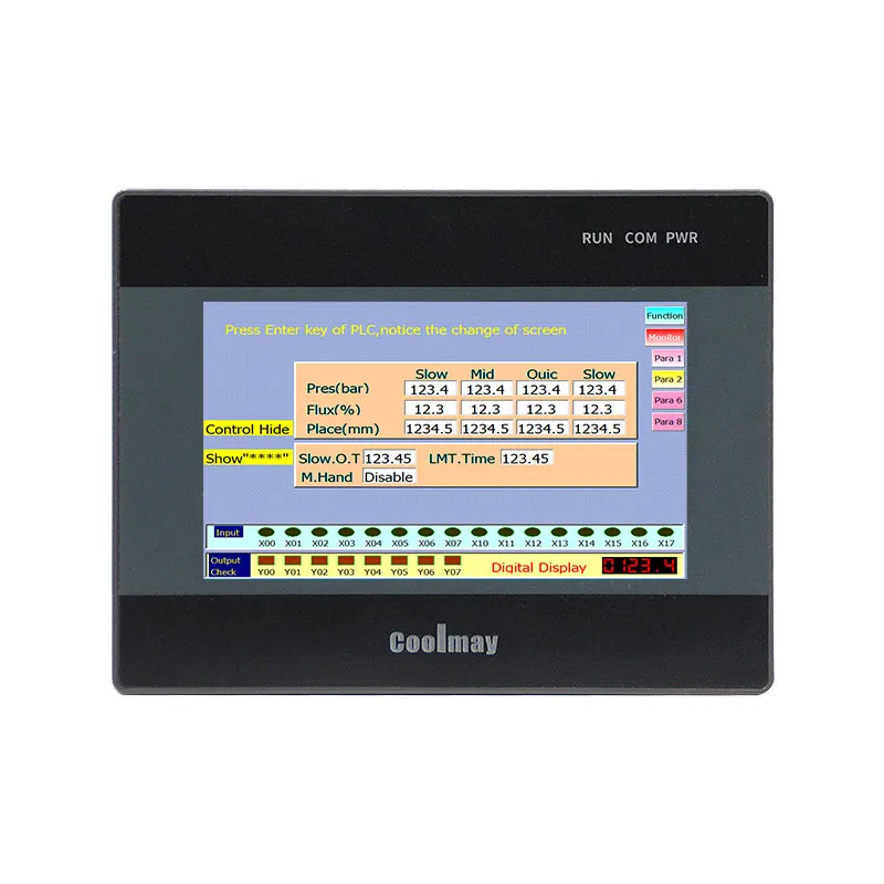 Coolmay 4.3 inci hmi plc all in one 4.3 inci 12DI 12DO output RS232 RS485 pengontrol motor stepper LOGO dapat disesuaikan