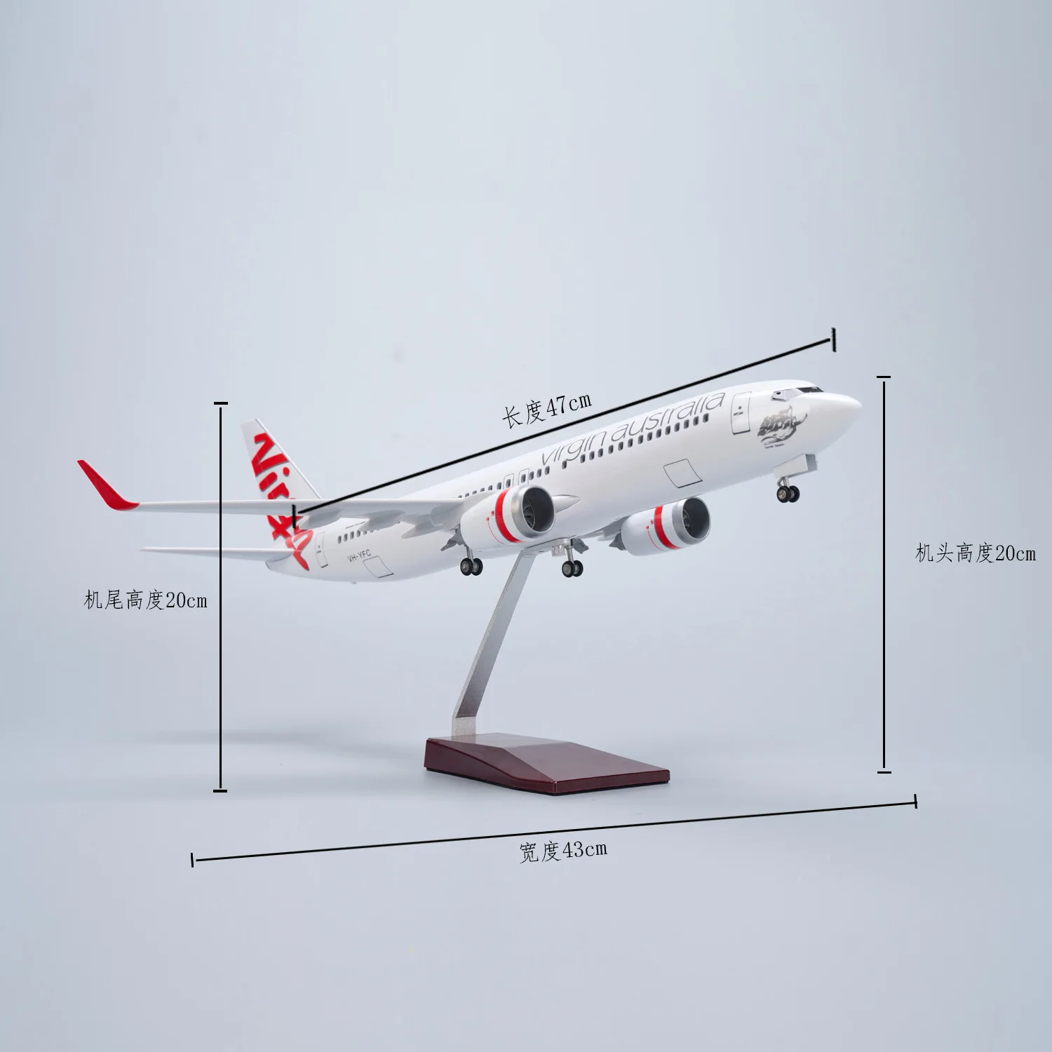 1:85 Scale Plane Model Virgin Australia B737-800 Resin Miniature Airplane Model Kits With Light Wheels Collected Gift