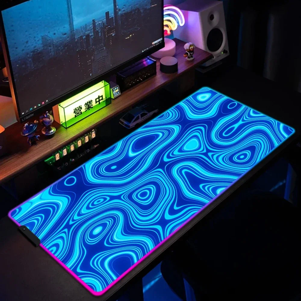 XXL RGB Gaming Mouse Pad Texture Map Mechanical Keyboard Pads HD Gamer Accessories Large LED Light Computer Carpet with Backlit