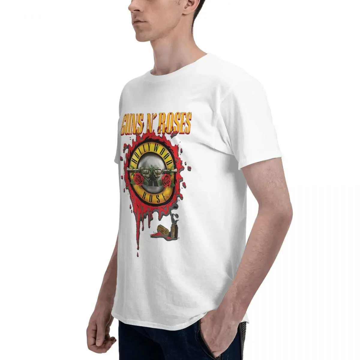 Camiseta de Guns N Roses Lightsaber Merch para hombre, camisa 100% de algodón de gran tamaño, cuello redondo, manga corta, S-6XL