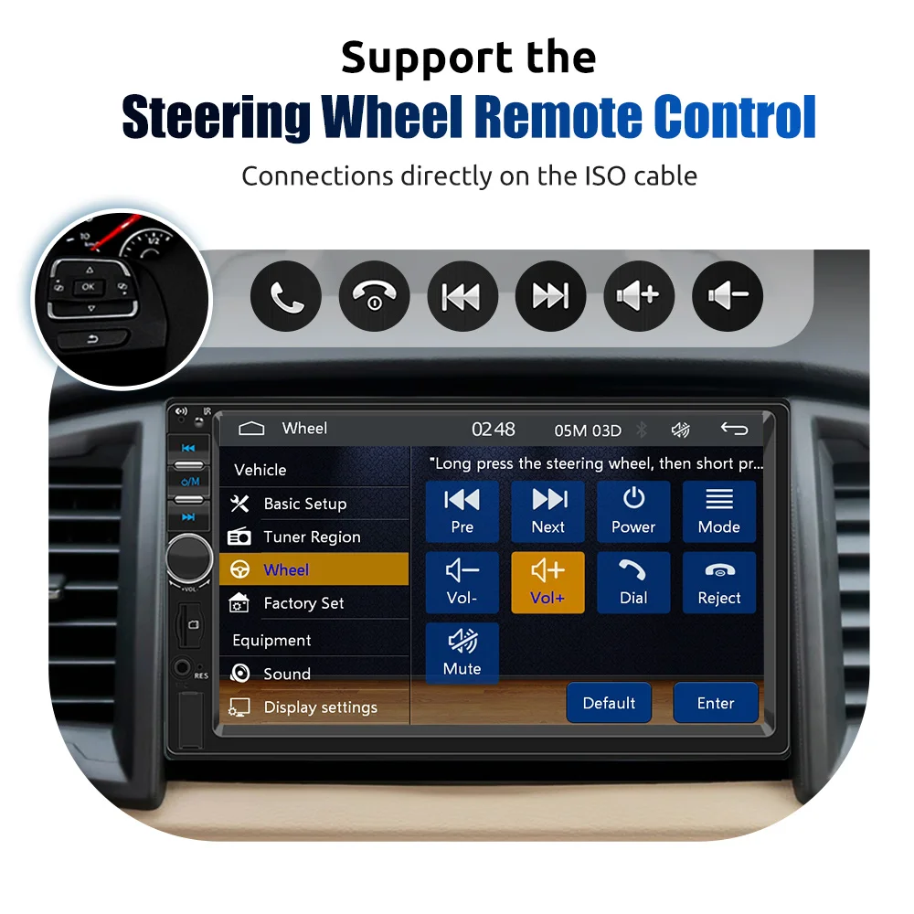 ESSGOO 7 Zoll 1 DIN Universelles Autoradio Stereo Kabelgebundenes Carplay Android Auto Bluetooth TF USB AUX HD Touchscreen Haupteinheit – Detail 9