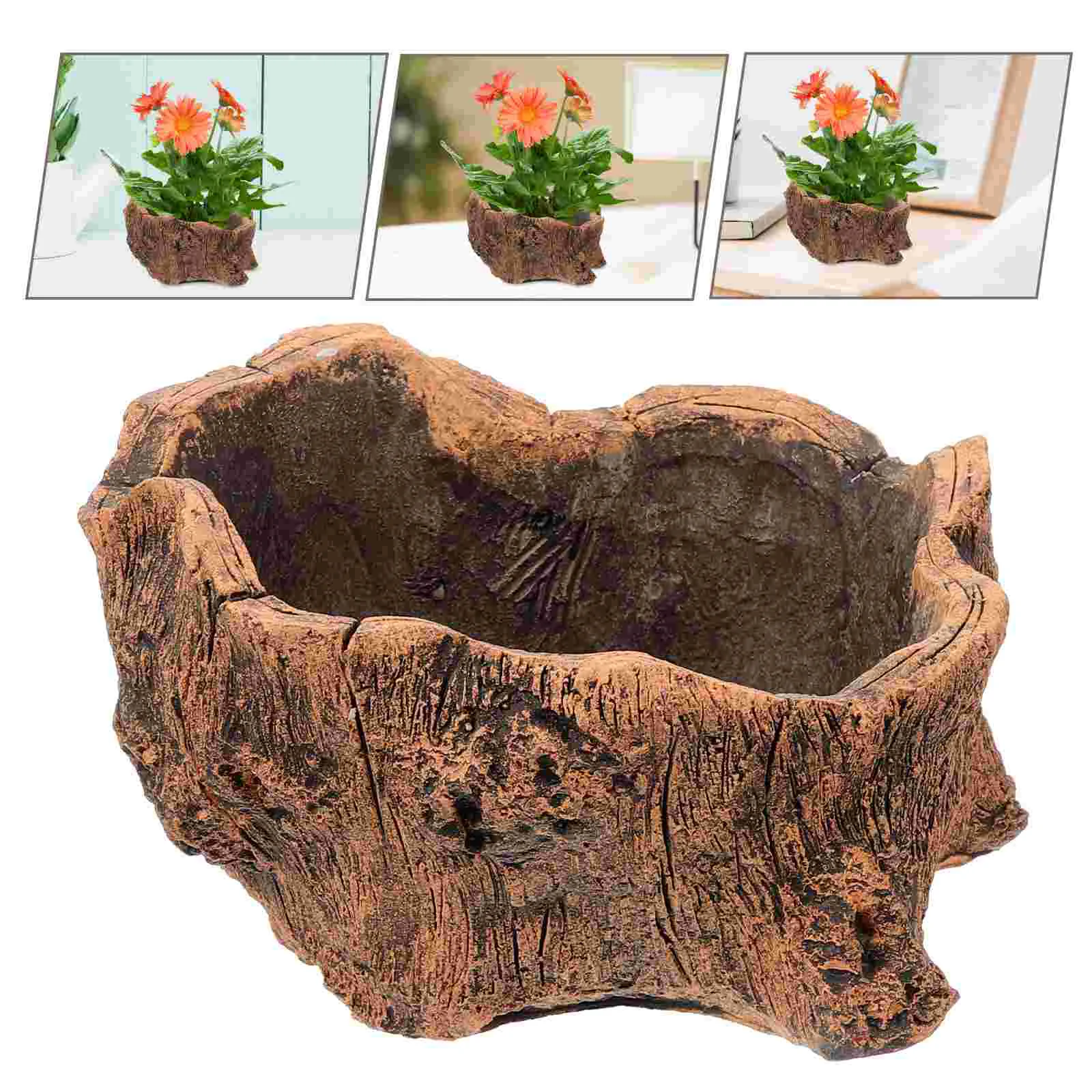 

Vintage Storage Box Imitation Wood Tree Stump Cement Planter Pot for Keys Gardening Accessories Gift Wrap Creative Flowerpot