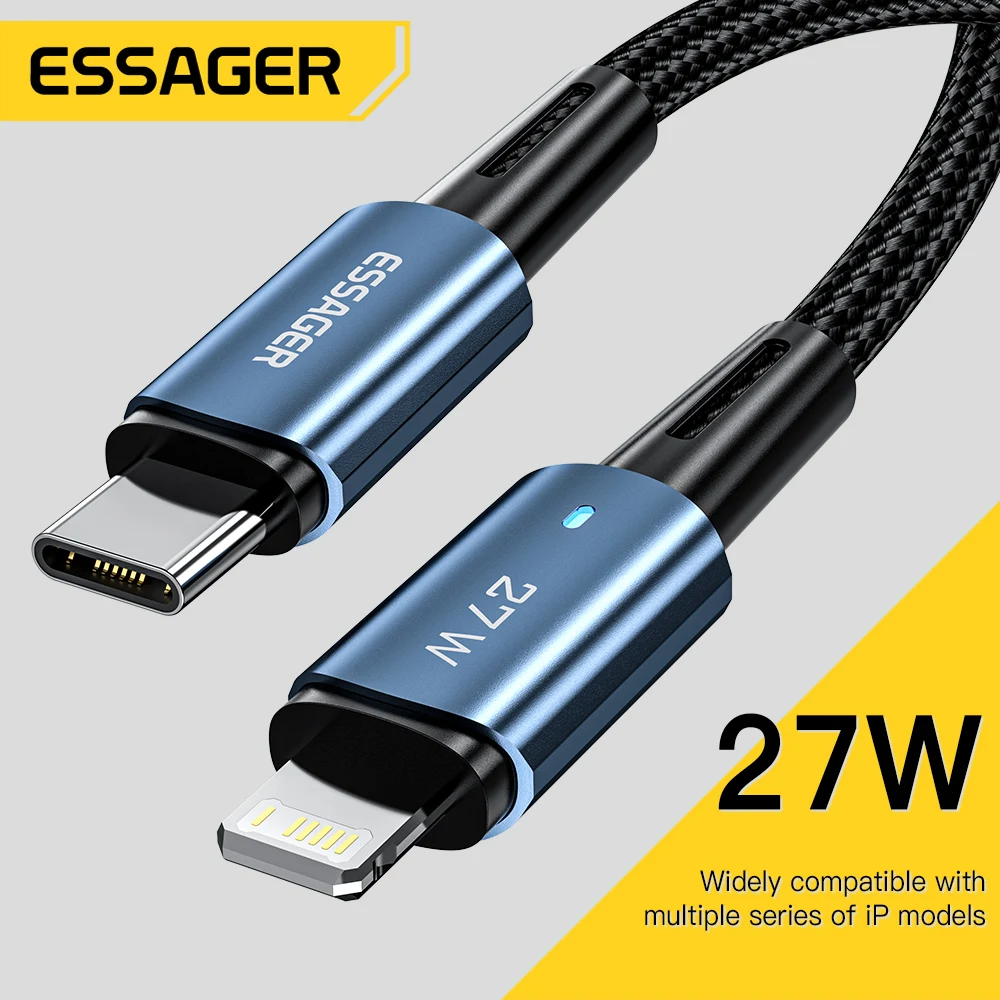 Essager 27W USB C Cable For IPhone 14 13 12 11 pro Max XS 20W Fast Charging Cable Type C To Lighting Date Wire For iPad Macbook