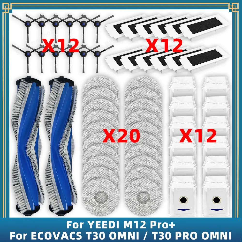 Kompatibel für ECOVACS T30 OMNI / T30 PRO OMNI DDX14 / YEEDI M12 Pro+ ersatzteile zubehör hauptseite bürsten filter mop staubbeutel