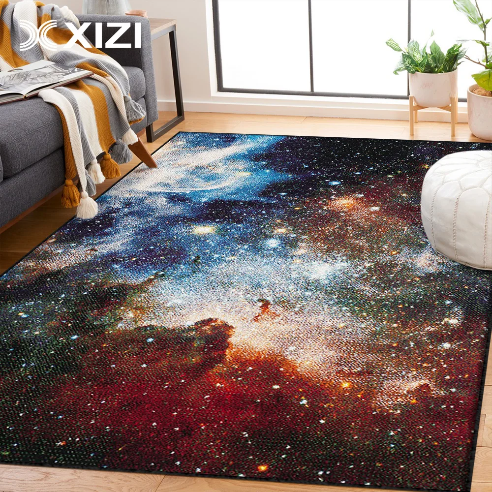 XIZI Starry Sky Universe Living Room Large Area Rug,Bedroom Carpet Kitchen Bathroom Anti-slip Floor Mat,For Home Decoration