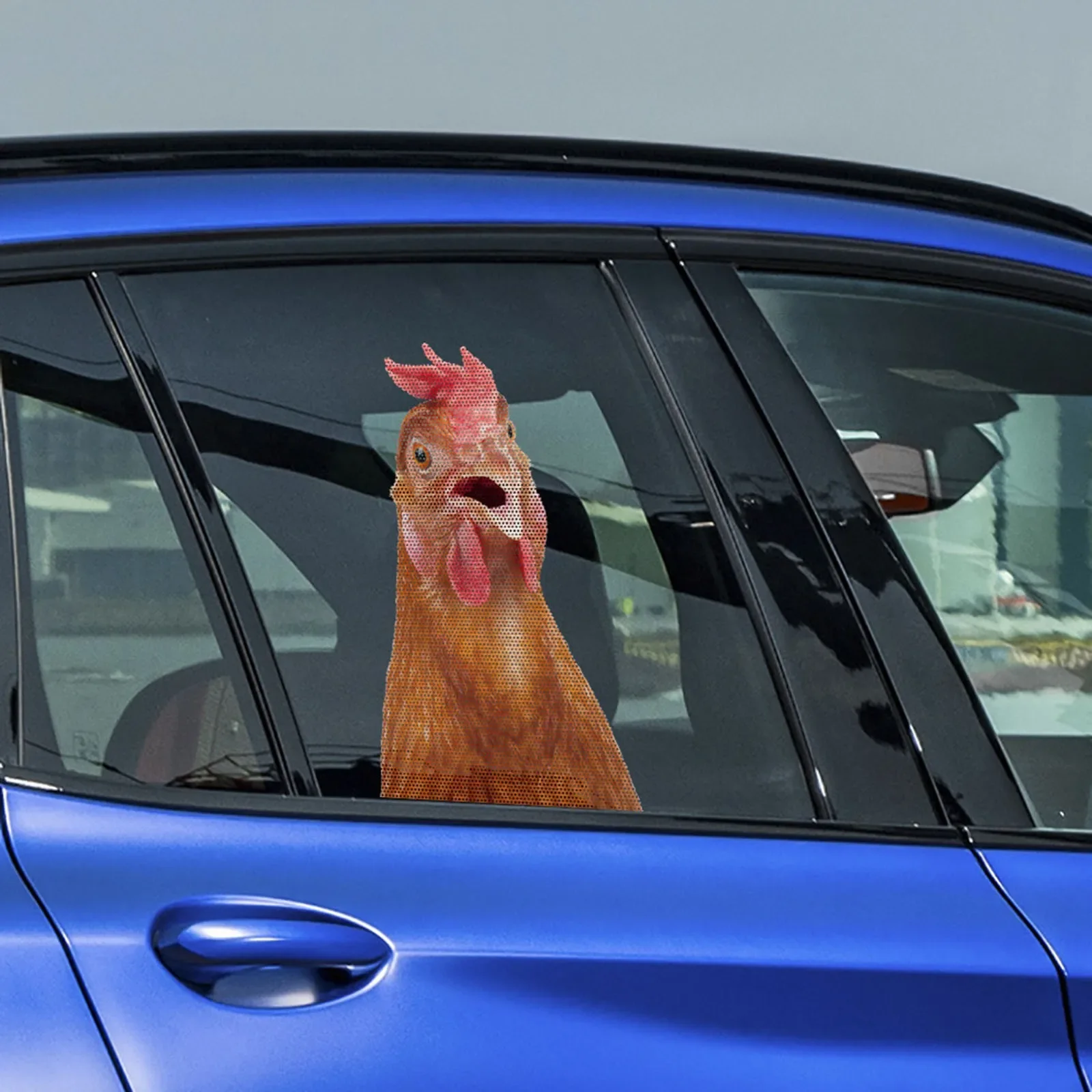 Cartoon Chicken Semi Transparent Auto Window Decals Funny Decoration Car Stickers Holiday Decoration Self Adhesive Paper