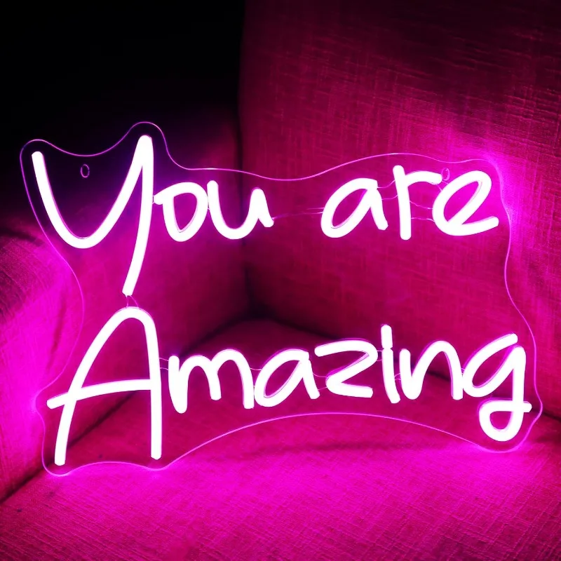 You Are Amazing Neon Sign Wedding Birthday Girls Party Wall Decor Signs Classroom Bedroom Living Room Bar Pub Club Decoration
