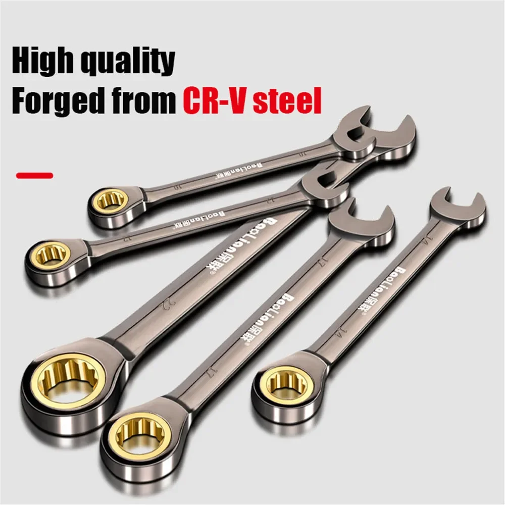 Ratchet Wrench Set Automotive Repair Tool Quick and Labor-saving Industrial Grade Extended Opening Small Board Double Spanner