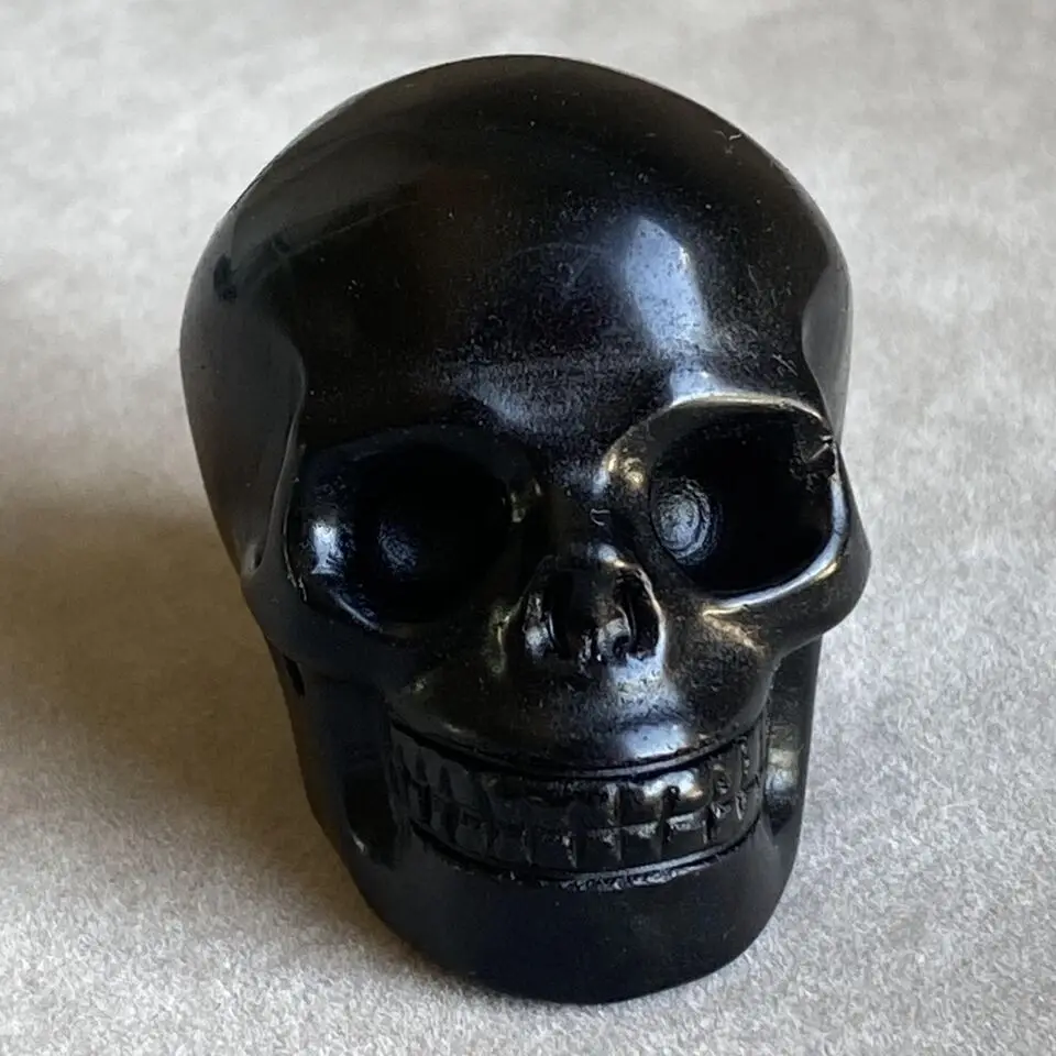 Natural obsidian quartz carved crystal skull aura healing