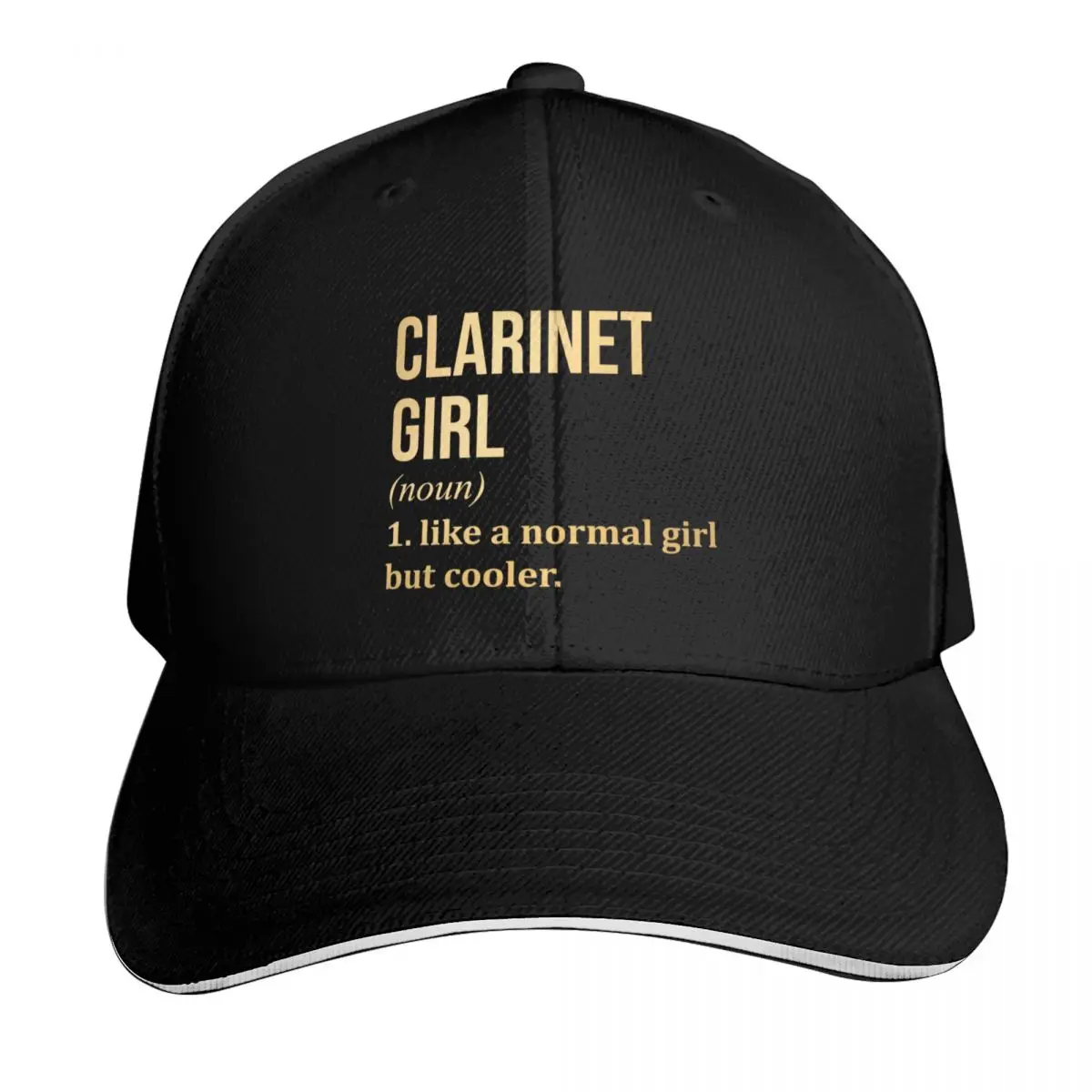 Clarinet Girl Definition Clarinet in Gold Baseball Cap Outdoor Golf Running Hiking Summer Beach Travel Streetwear Hip Hop Trendy