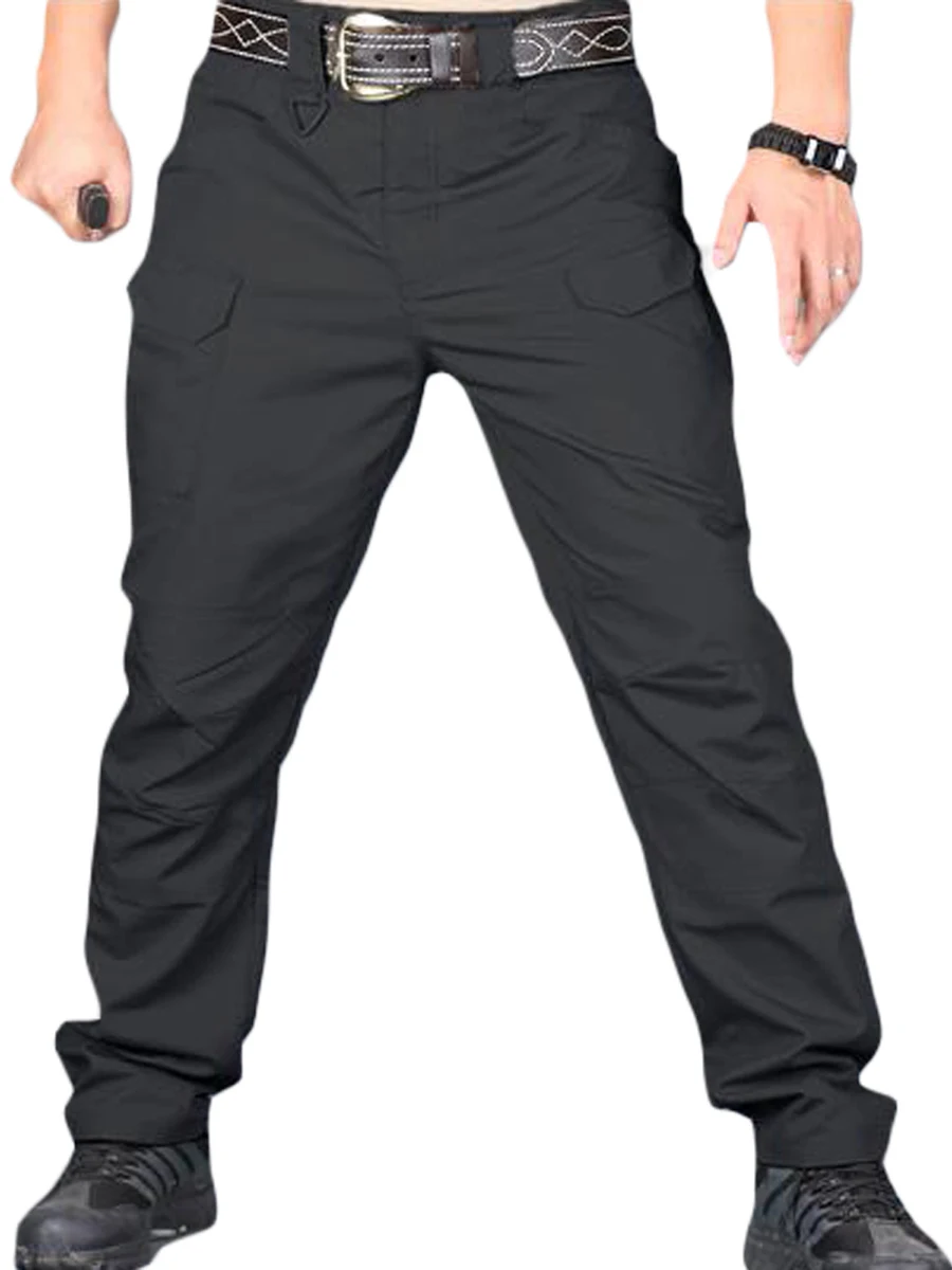 

Winkinlin Mens Cargo Pants Zipper Button Slim Fit Trousers Casual Tracksuit Jogger Pants with Pockets