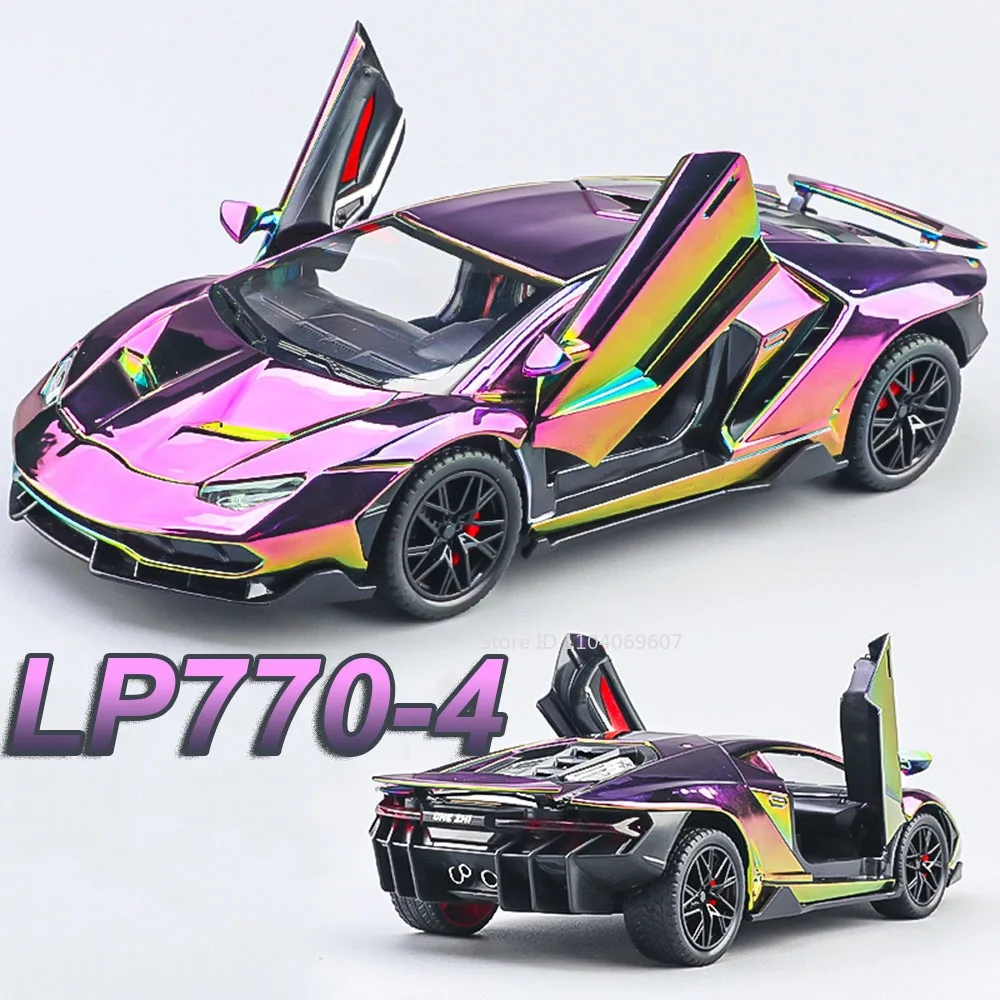 1:24 LP770-4 Revuelto Supercar Toy Models Alloy Diecast Miniature Sports Cars Sound Light Doors Opened Pull Back for Boys Gifts