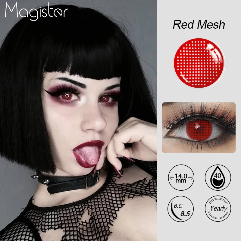 1 Pair Cosplay Color Contact Lenses White Black Blind Lens Anime Cosplay Eye Contacts Red Lenses Halloween Snake Eye Lens Yearly