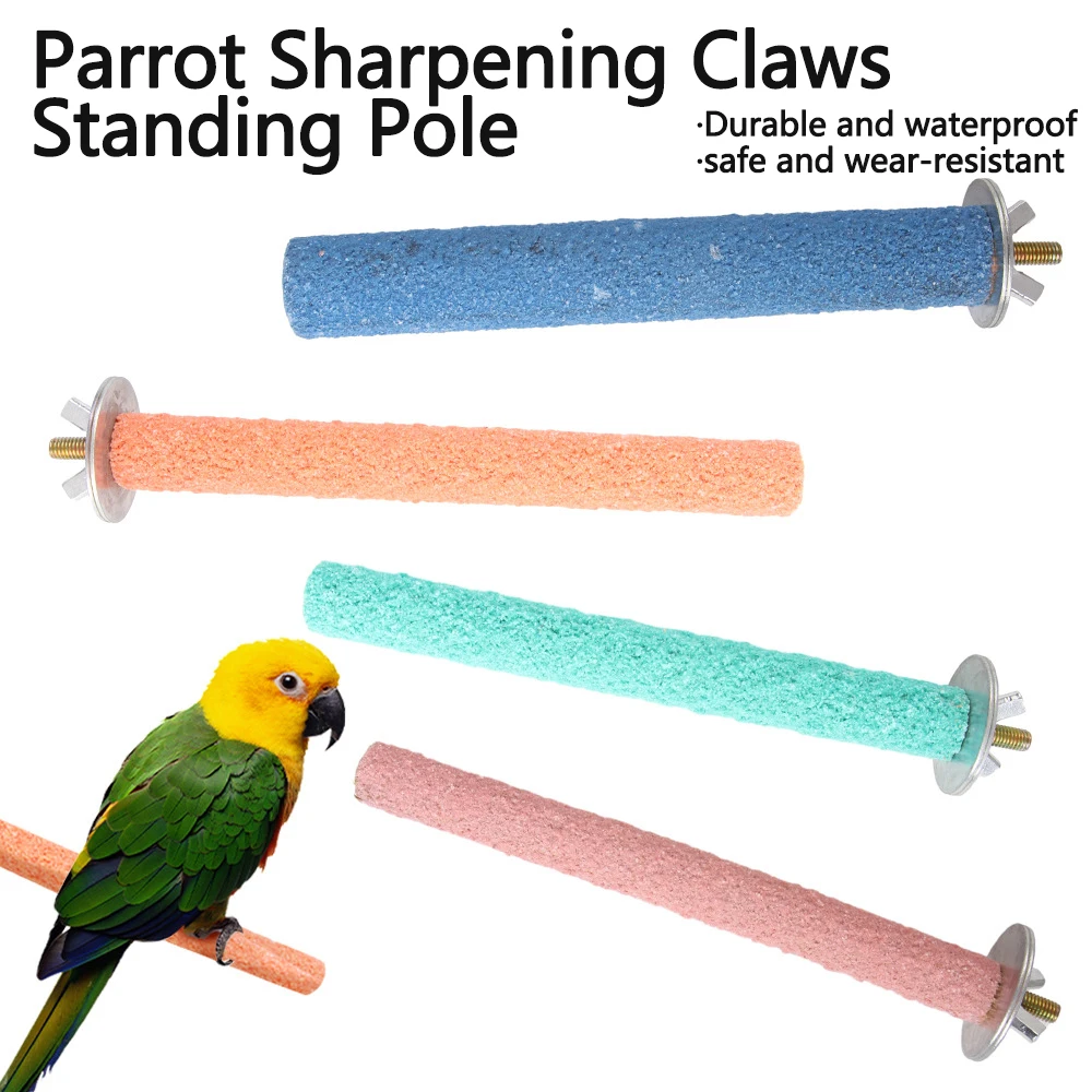 1PC Zufällige Farben Papagei Barsch Papagei Käfig Zubehör Vogel Barsch Ständer Spielzeug Farbige Quarz Sand Schärfen Pfote Spielzeug Fit für Vögel – Detail 2
