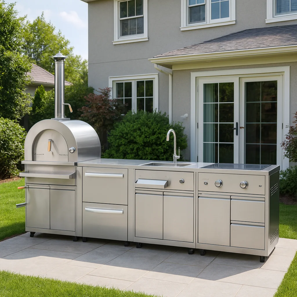Hot Selling Outdoor Kitchen Cabinets Modular Stainless Steel Outdoor Kitchen Set with Bulit-in Bbq Grill for Garden Camping