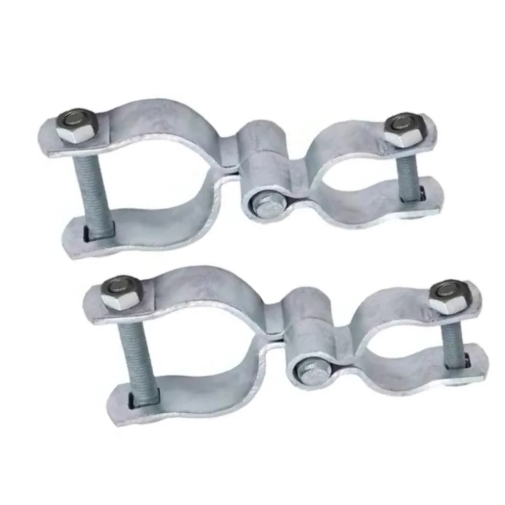 2 Sets Galvanized Steel Chain Link Fence Gate Hinge Kit 1-3/8x2-3/8 Inch With Bolts For Outdoor Security Door Hardware Tool