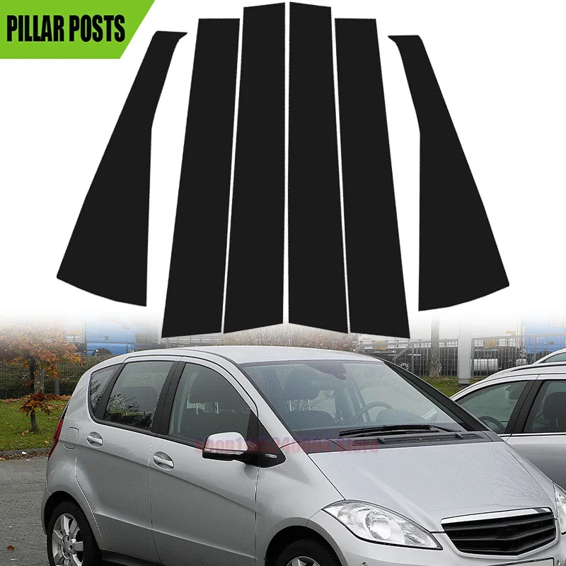 

Fit For Mercedes Benz A Class W169 5-Door Hatchback 2005-2012 Glossy Black Car Door Window Trim Pillar Posts Cover Sticker Decal