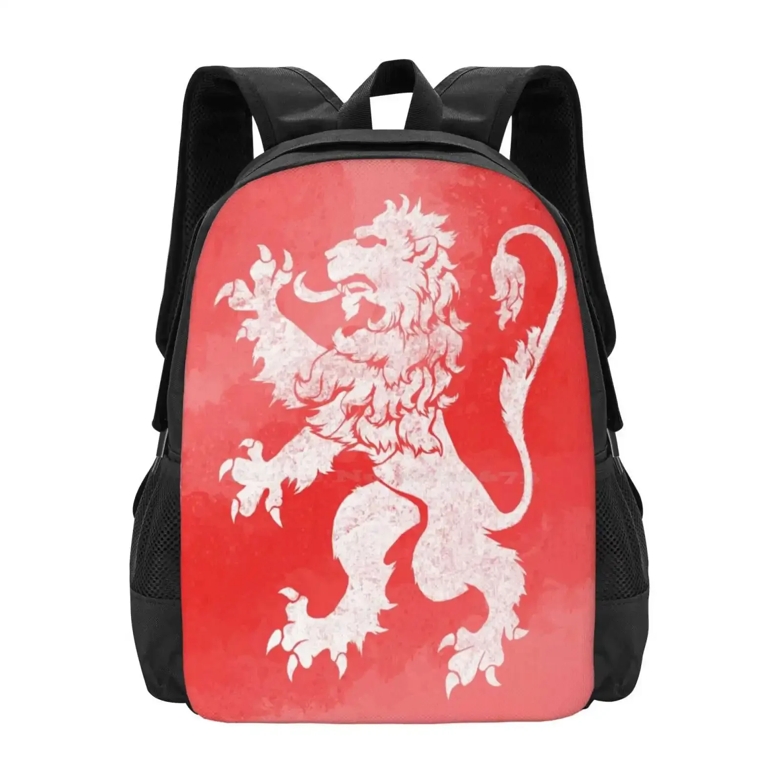 

Lion Rampant Red Watercolour Large Capacity School Backpack Laptop Bags Lion Rampant Heraldry Sigil Medieval Charge Symbol Red