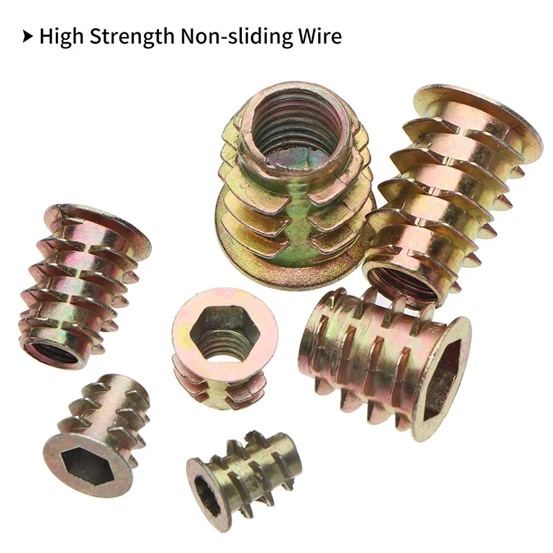 

165PCS Threaded Inserts Nuts M4/M5/M6/M8 Furniture Screw in Nut Wood Inserts Metric Bolt Fastener Hex Socket Drive for Wood