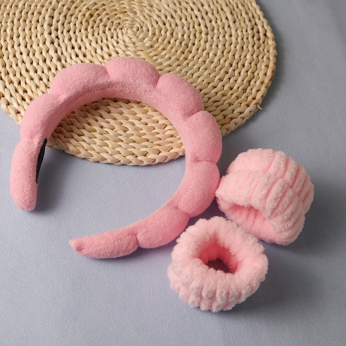 3pcs face washing wrist band popular hair band set high skull top sponge Fried Dough Twists cloud headband combination hair acce