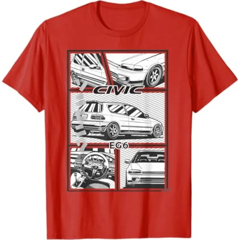 هوندا الرجال والنساء تي شيرت سباق الدراجات النارية الثقافية قميص الصيف جديد سيفيك على سبيل المثال 6 قصيرة الأكمام عشاق السيارات