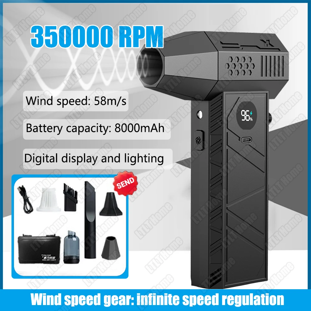 

Powerful Air Blower 300000RPM Mini Turbo Jet Fan Handheld Turbo Violent Fan Brushless Motor High Speed Duct Fan PC Cleaning Tool