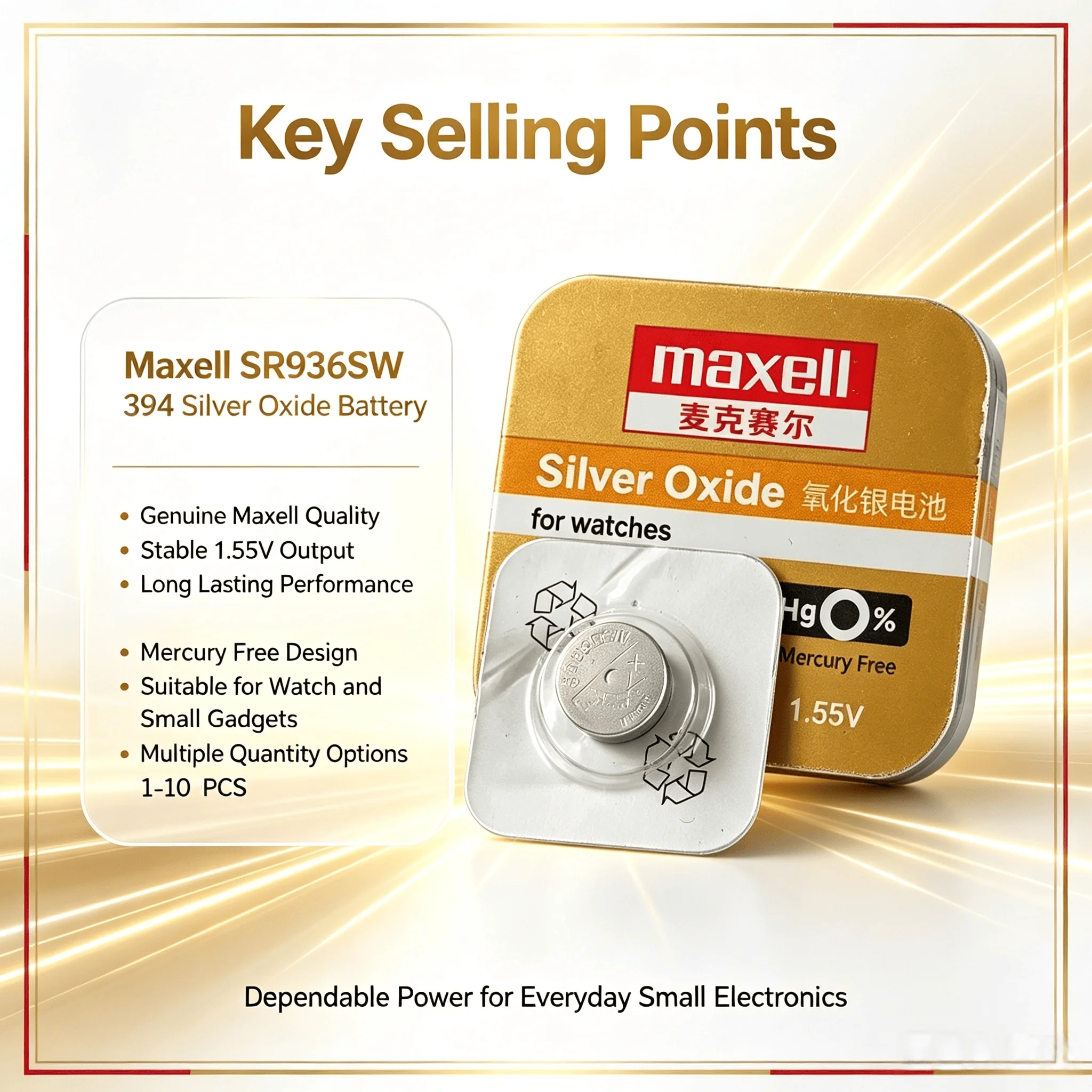 1-10PCS Maxell SR936SW 394 1.55V Silver Oxide Button Battery Long Lasting For Watch Calculator Toys Small Electronic Gadgets view 5