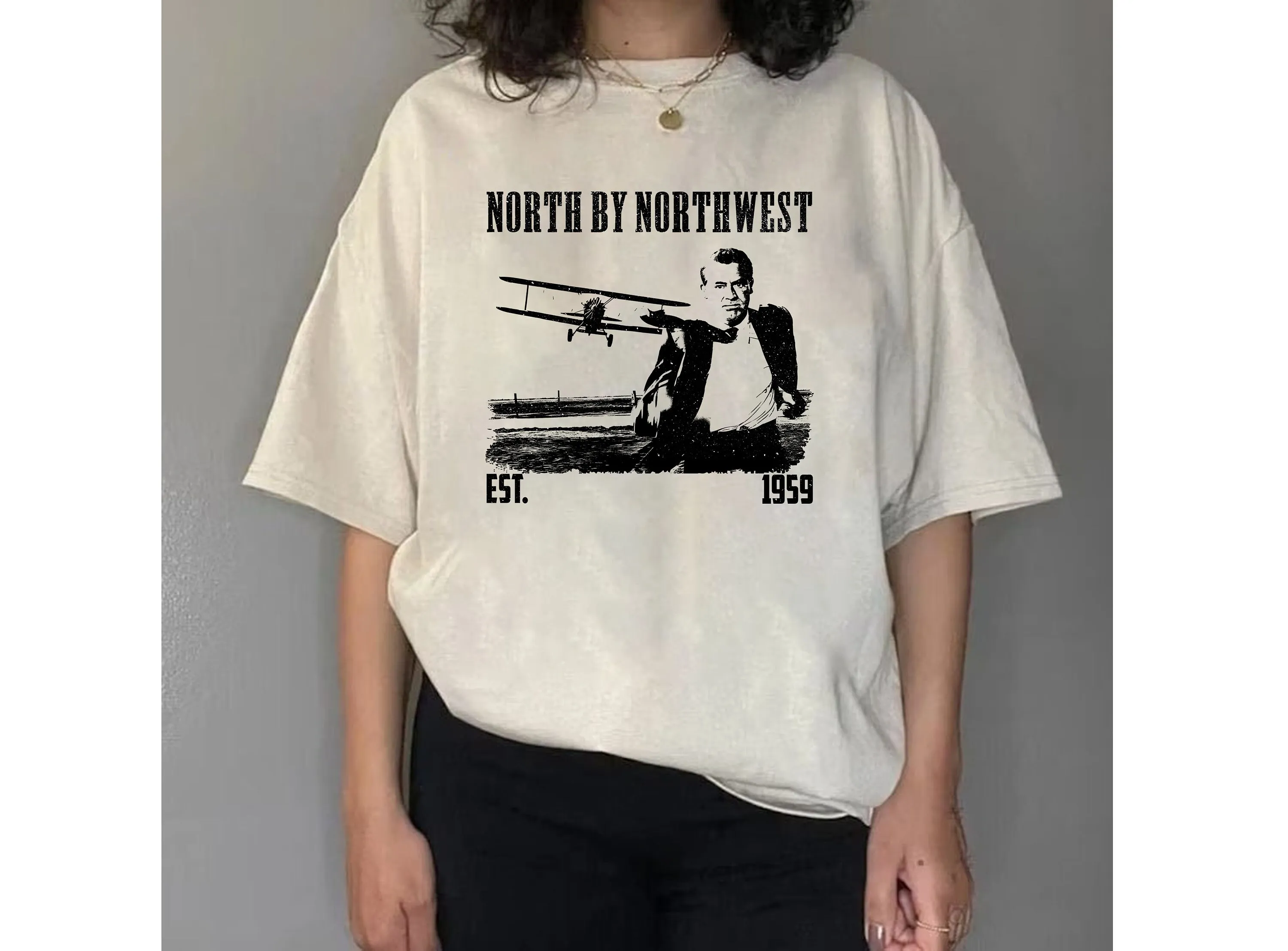 North by NorthwesT T Shirt Black Movie Vintage Style