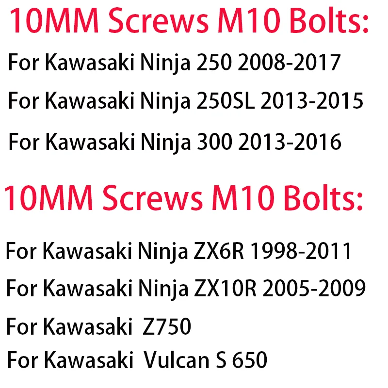 For Kawasaki Z Ninja ZX6R 250SL 250 300 400 650 1000SX Z900 Z750 Z400 Z800 Z650 Motorcycle M8 Swingarm Spool Stands Screw Slider