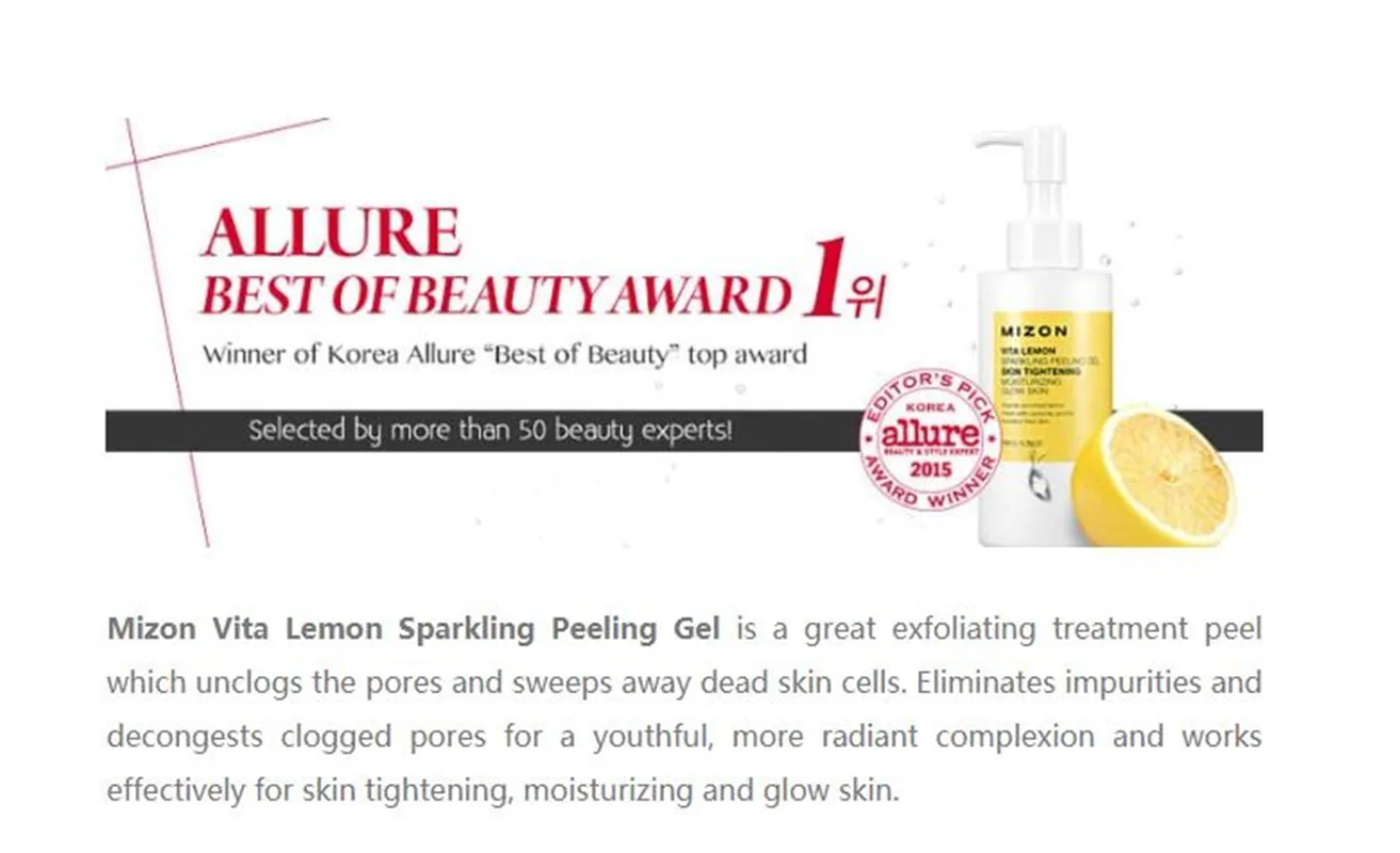 MIZON Vita Lemon Sparkling Peeling Gel Sample 20pcs Exfoliating Gel Scrubs Hyaluronic Acid Cleanser Cleanser Face Anti-spot Gel