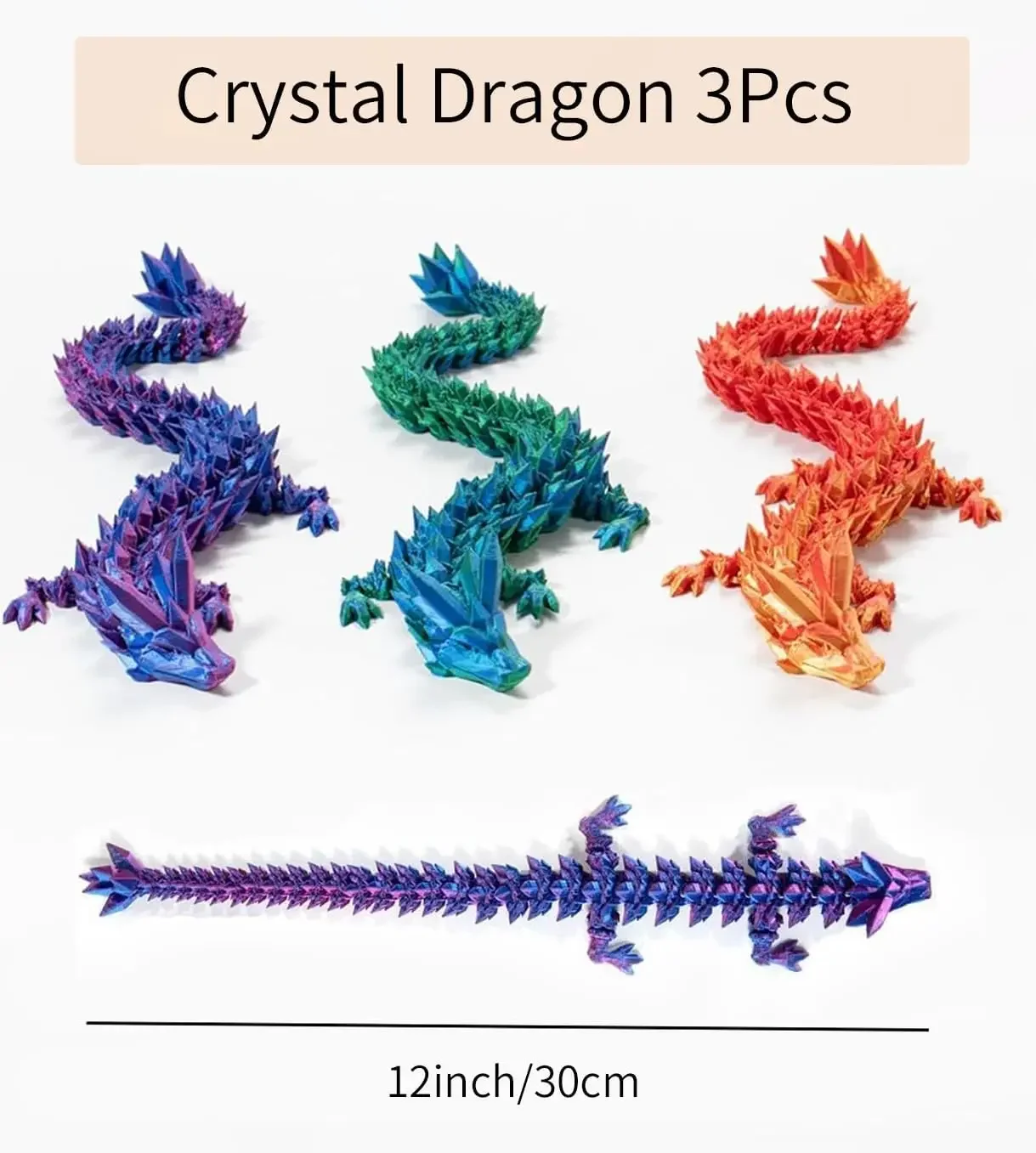 3D printed dragon fidget toy crafts Flexible 3d Articulated Dragon Home Office Decoration Decor Gifts