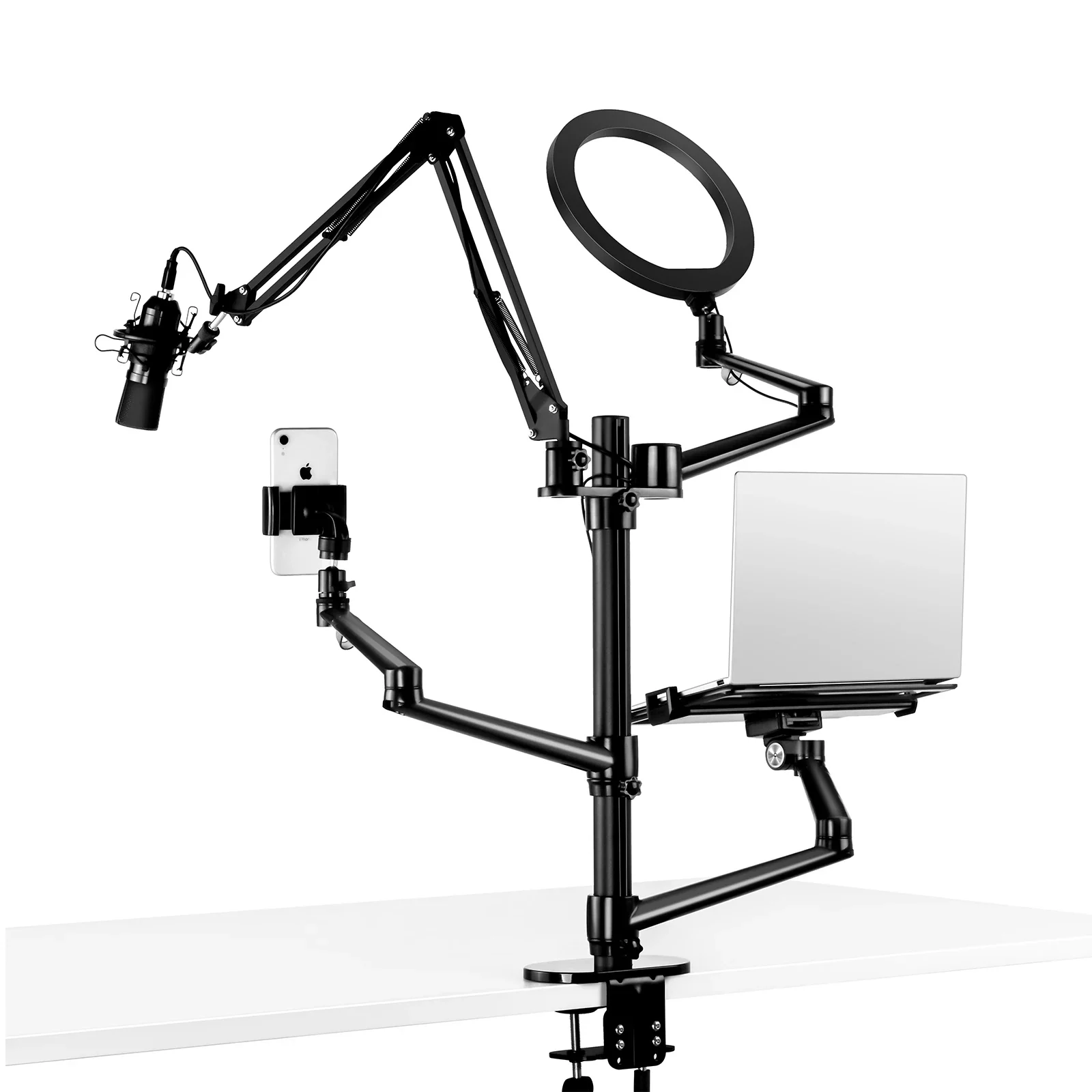 UPERGO Wholesale Live Broadcast Equipment with Microphone & LED Ring Light, Laptop & Mobile Phone Desktop Stand